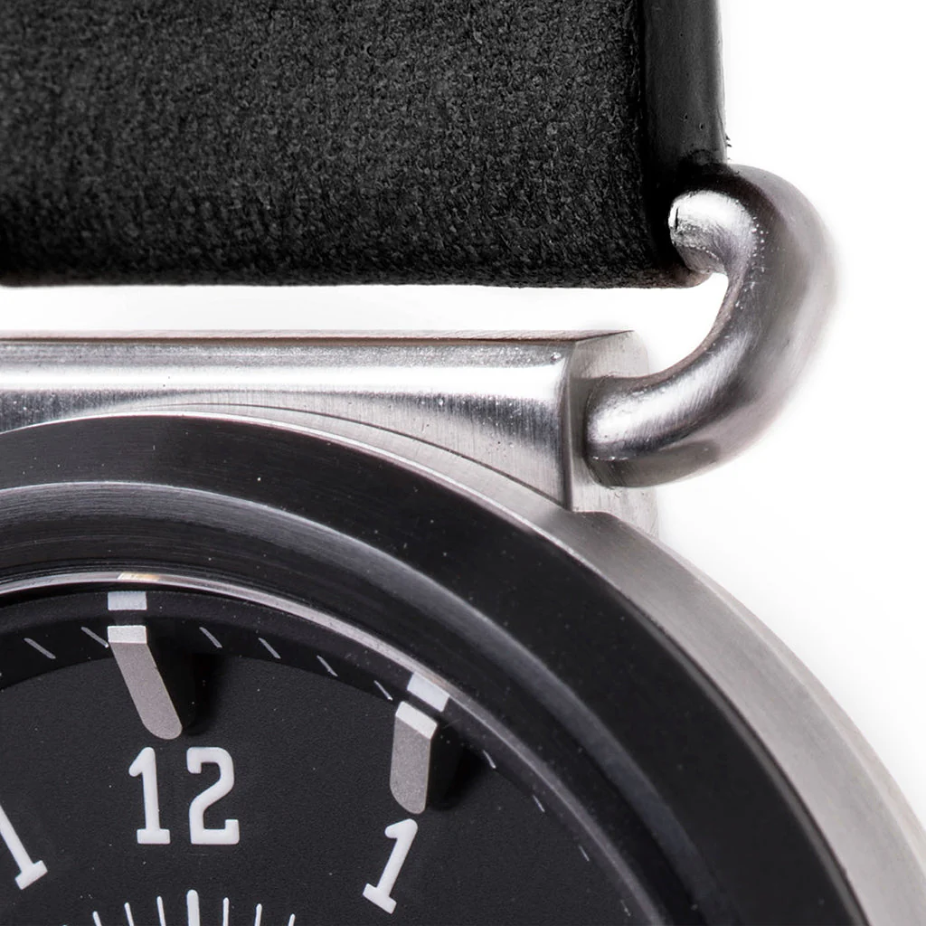TK-01 - TREK WATCH WITH ITALIAN LEATHER STRAP - JET BLACK - Image 8