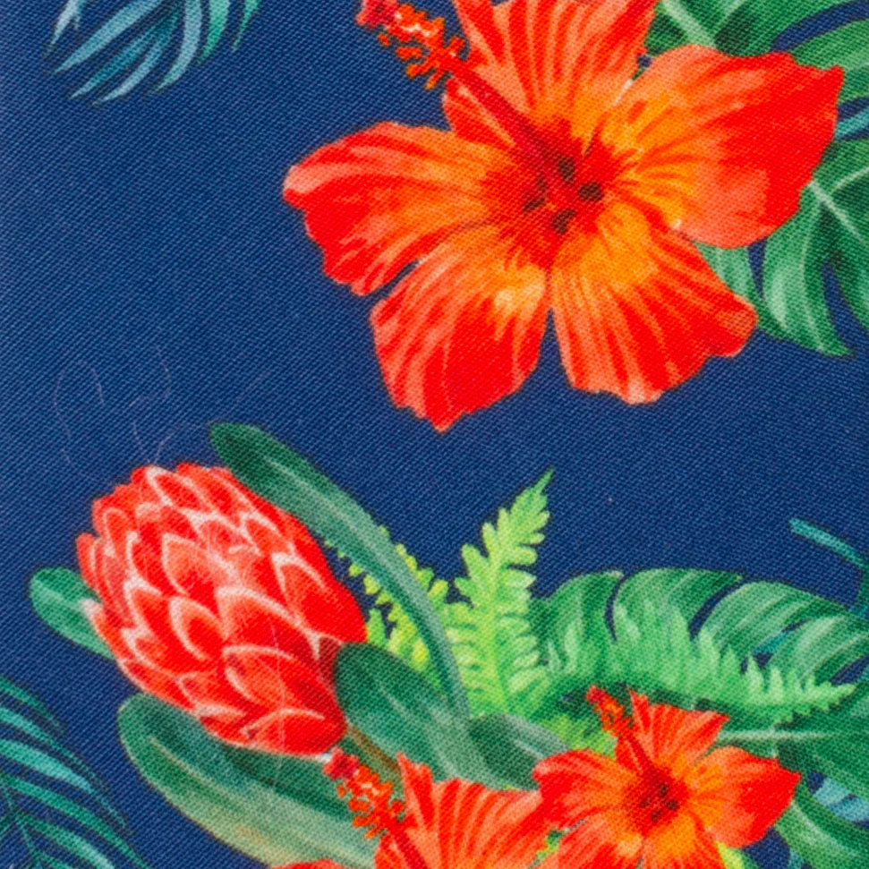 Tropical Hibiscus Men's Navy Tie - Image 4