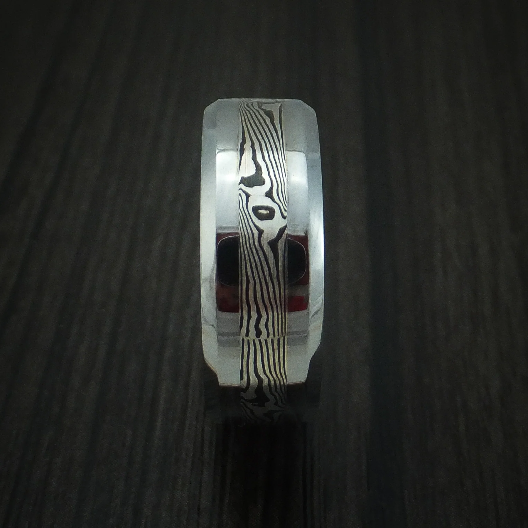 Tungsten Band with Mokume Gane Inlay Men's Ring - Image 3