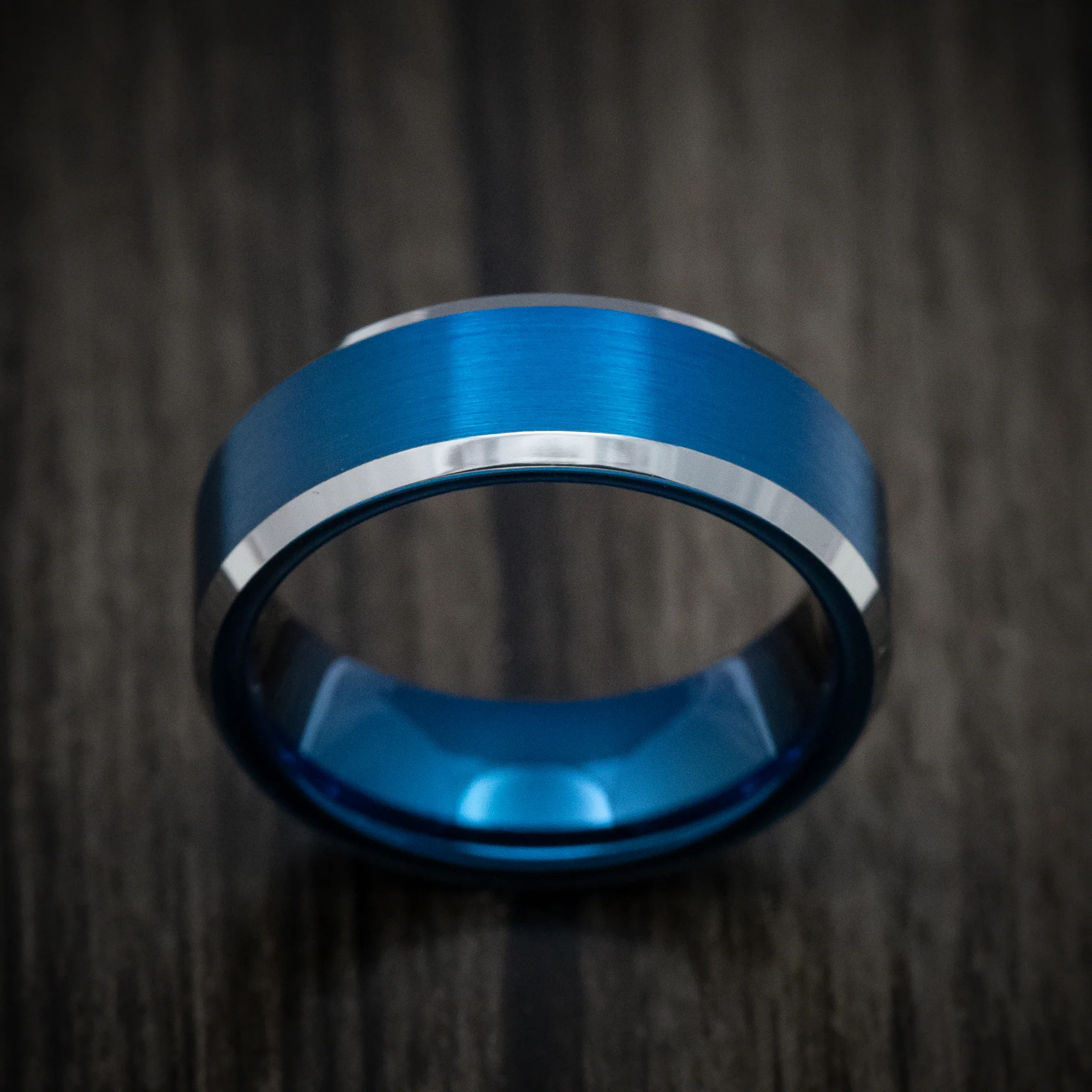 Tungsten Men's Ring with Anodized Blue Accents Band - Image 2