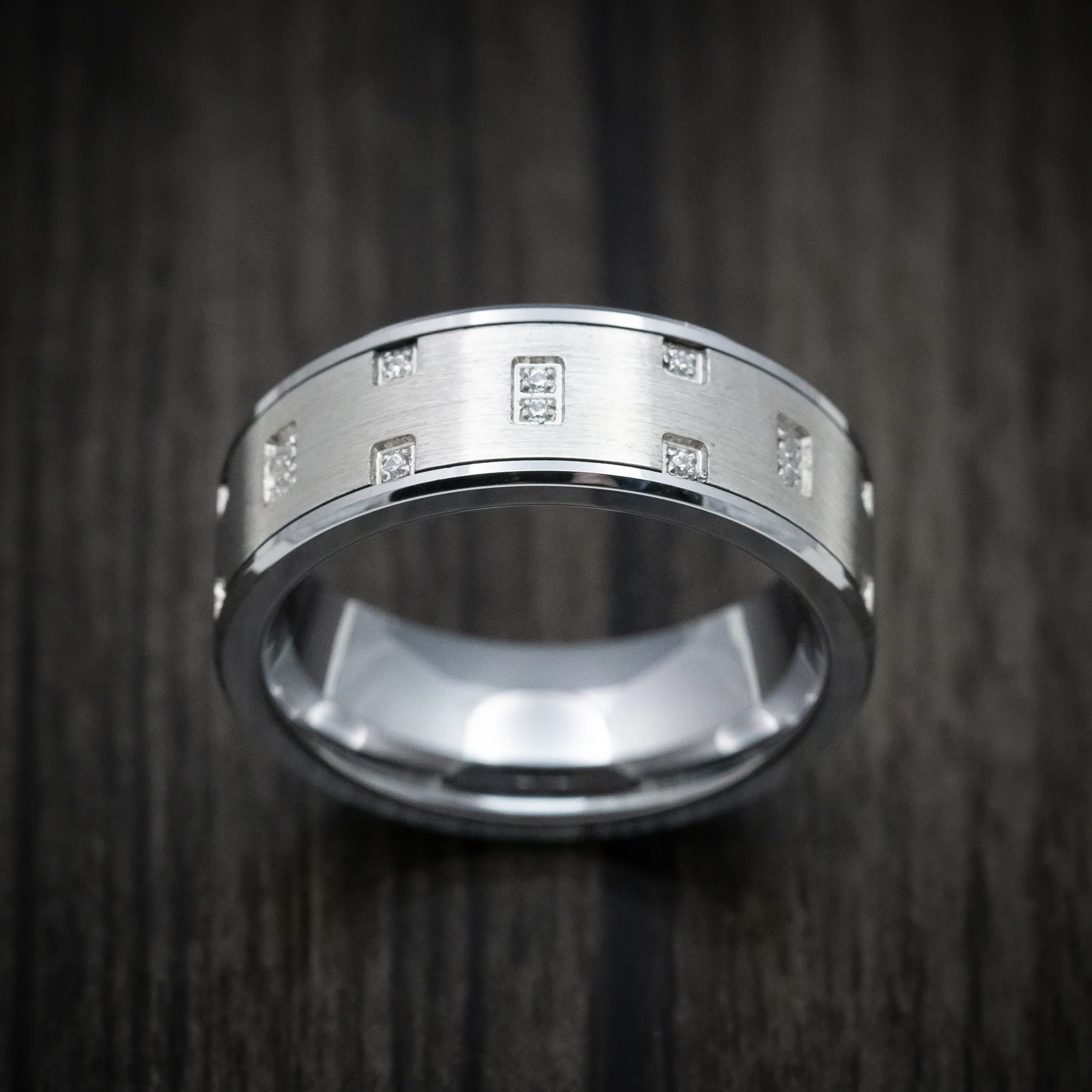 Tungsten Men's Ring with White Stones - Image 2