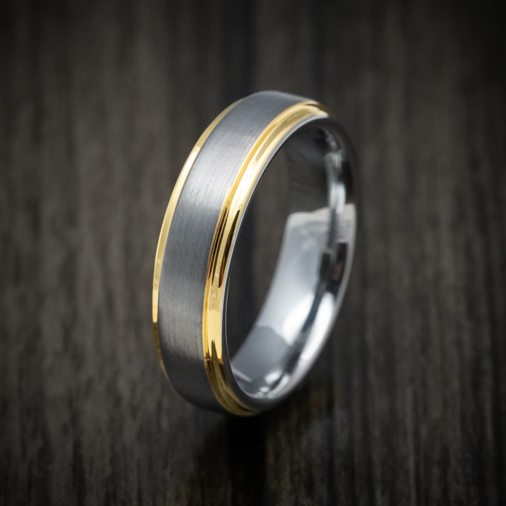 Tungsten Men's Ring with Golden Tungsten Edges Band - Image 4