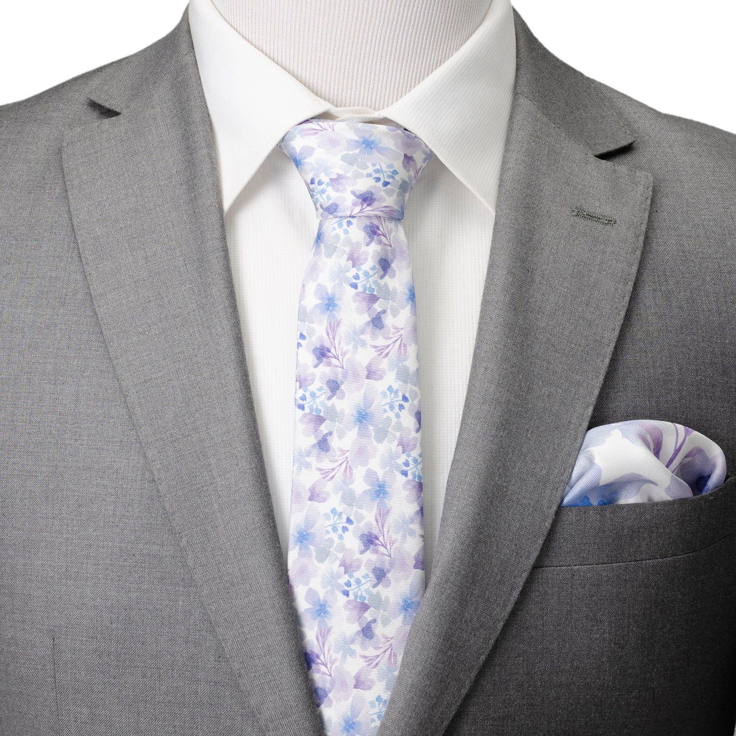 Watercolor Lavender Mix Print Silk Men's Tie - Image 2