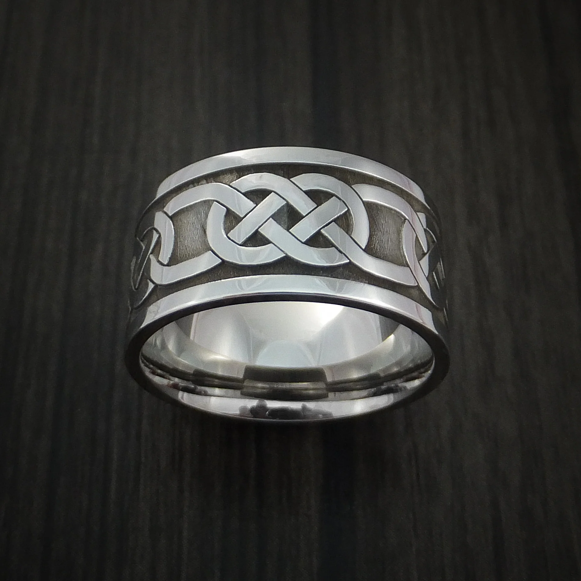 Wide Cobalt Chrome Claddagh Celtic Knot Men's Ring Custom Made Band - Image 5
