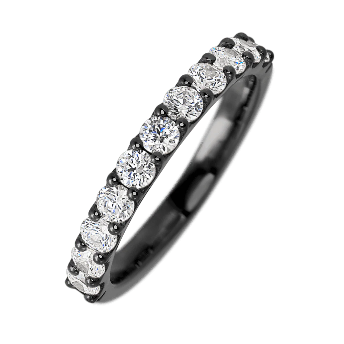 Zirconium band with 11 Round Lab Grown Diamond having TCW-.77