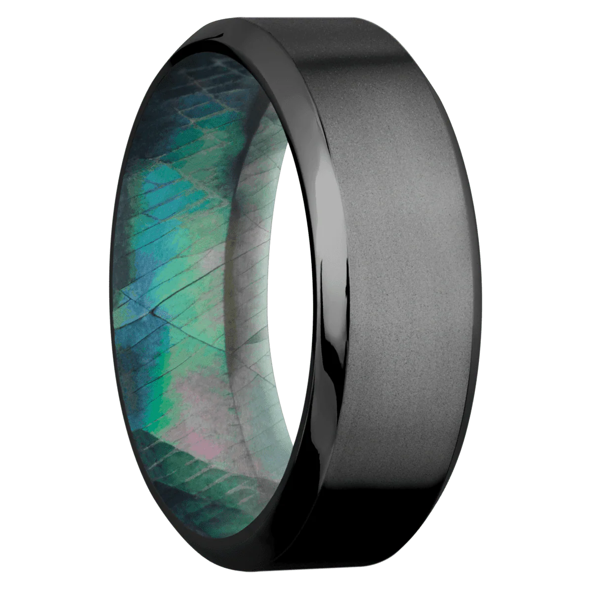 Zirconium + Bead , Polish Finish + Black Mother of Pearl