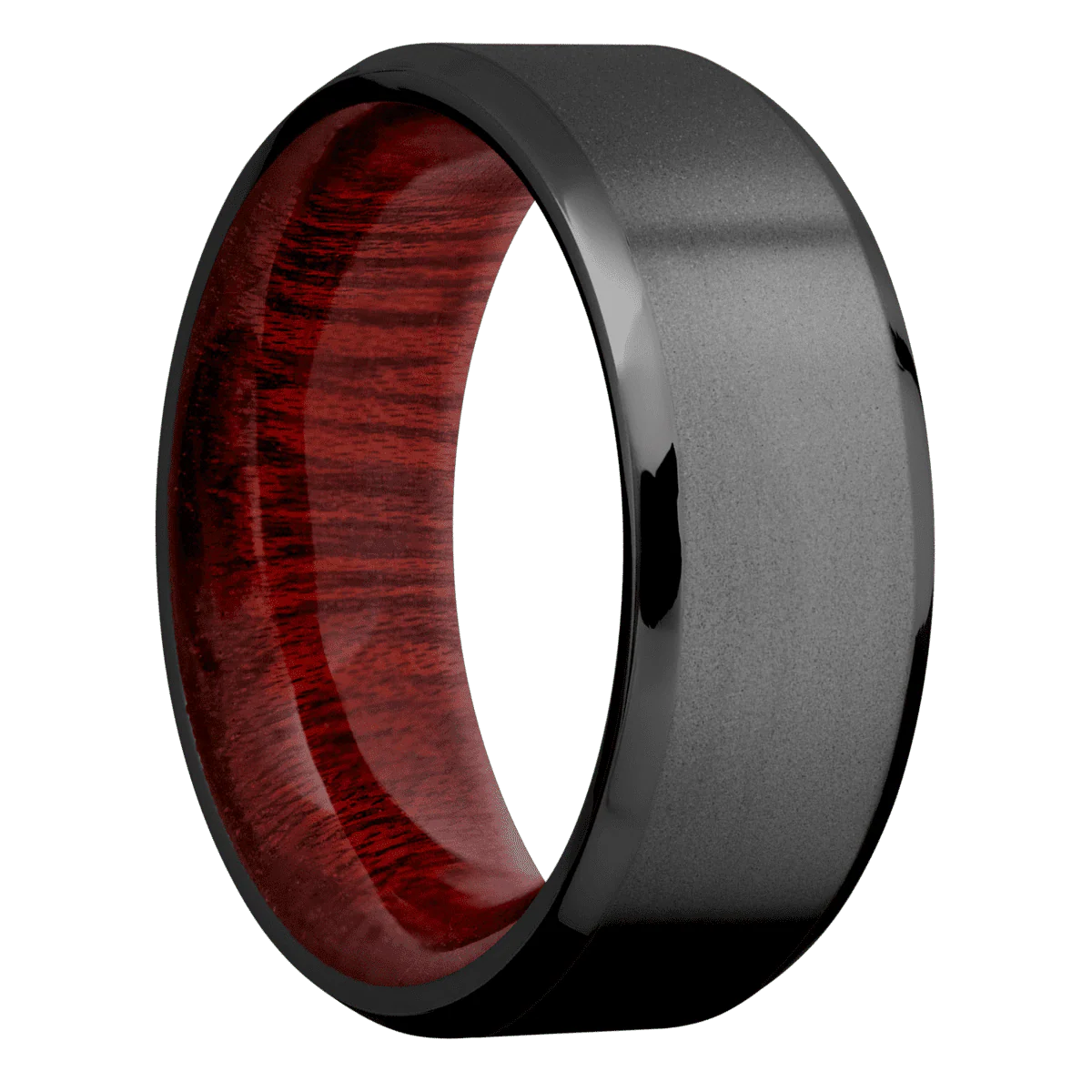 Zirconium + Bead , Polish Finish + Blood Wood