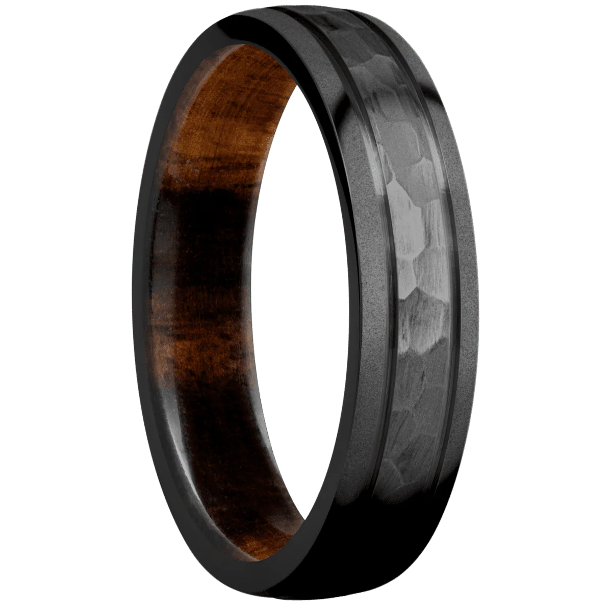 Zirconium + Hammer , Bead Finish + Desert Iron Wood