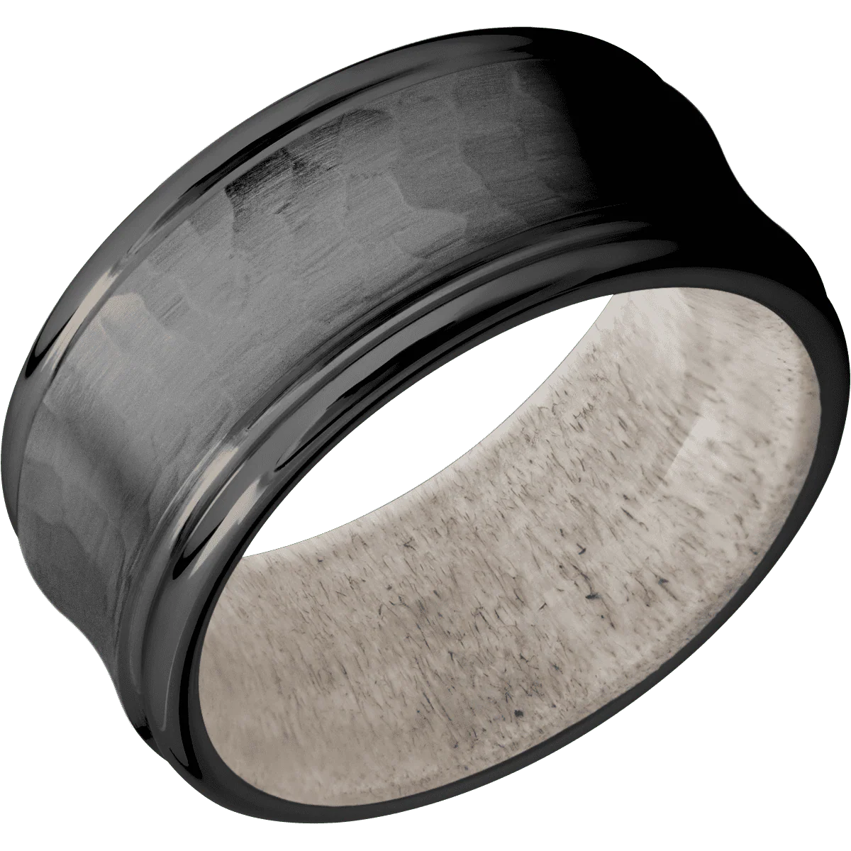 Zirconium + Hammer , Polish Finish + Antler - Image 2
