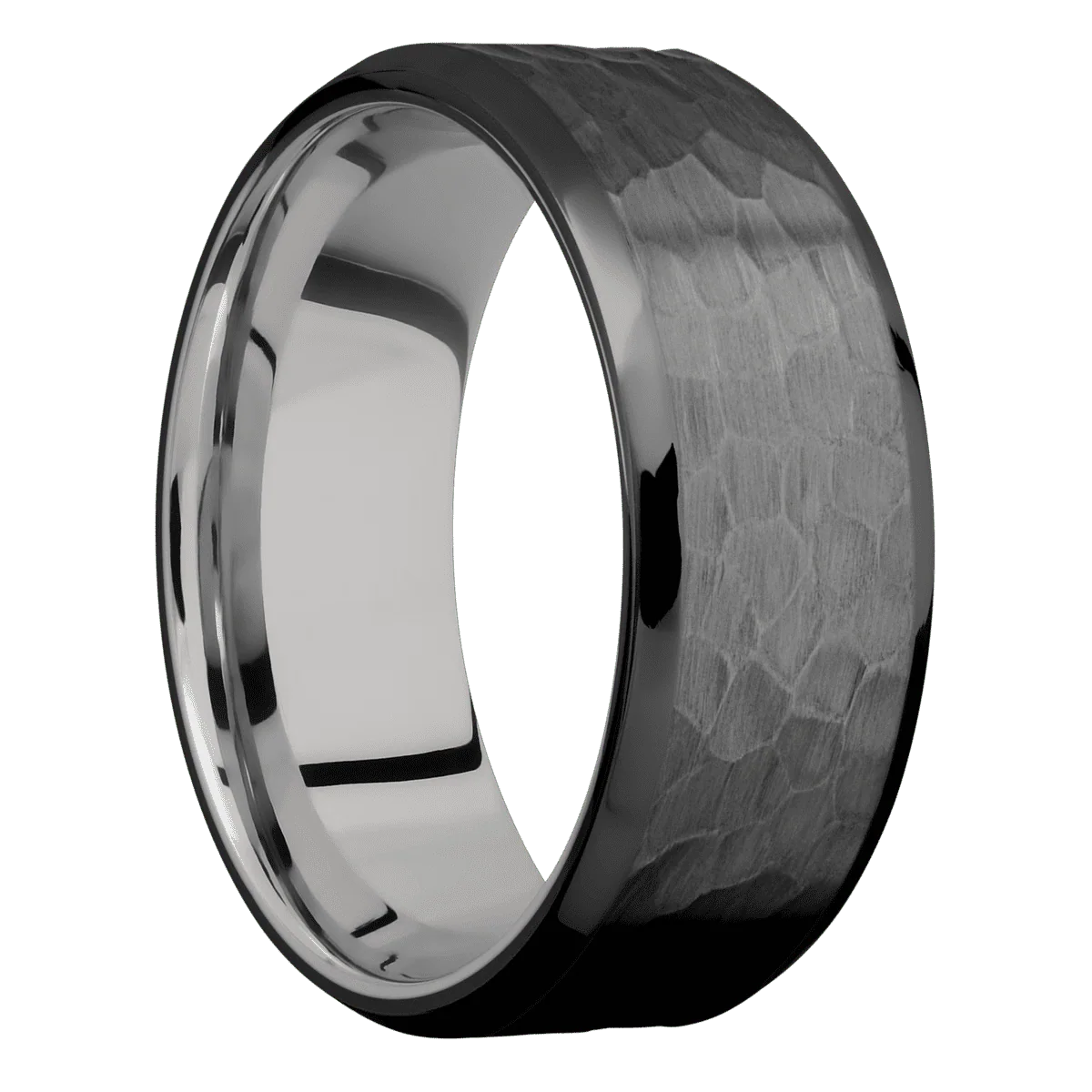 Zirconium + Hammer , Polish Finish + Palladium Silver
