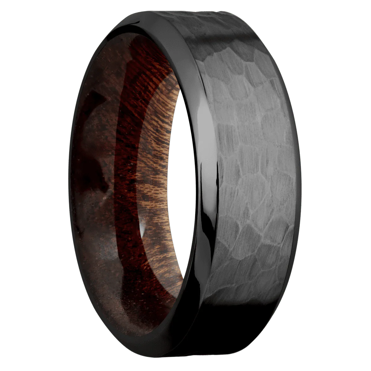 Zirconium + Hammer , Polish Finish + Sapele