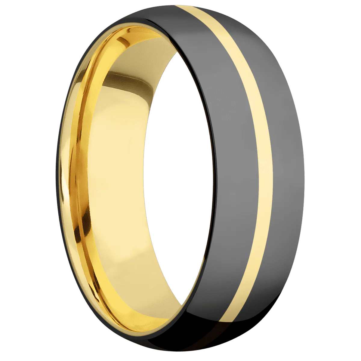 Zirconium + Polish Finish + 10K Yellow Gold