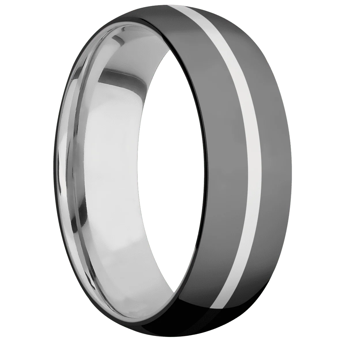 Zirconium + Polish Finish + 14K White Gold