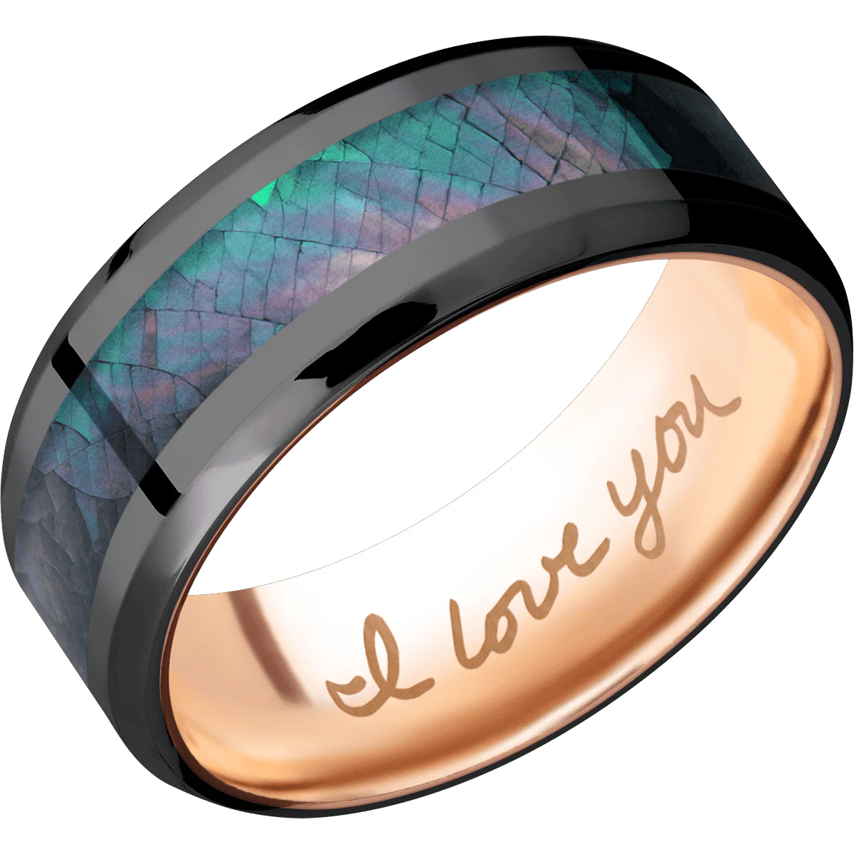 Zirconium + Polish , Polish Finish + 14K Rose Gold - Image 2