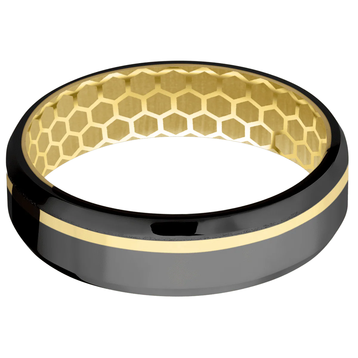 Zirconium + Polish , Polish Finish + 14K Yellow Gold - Image 3