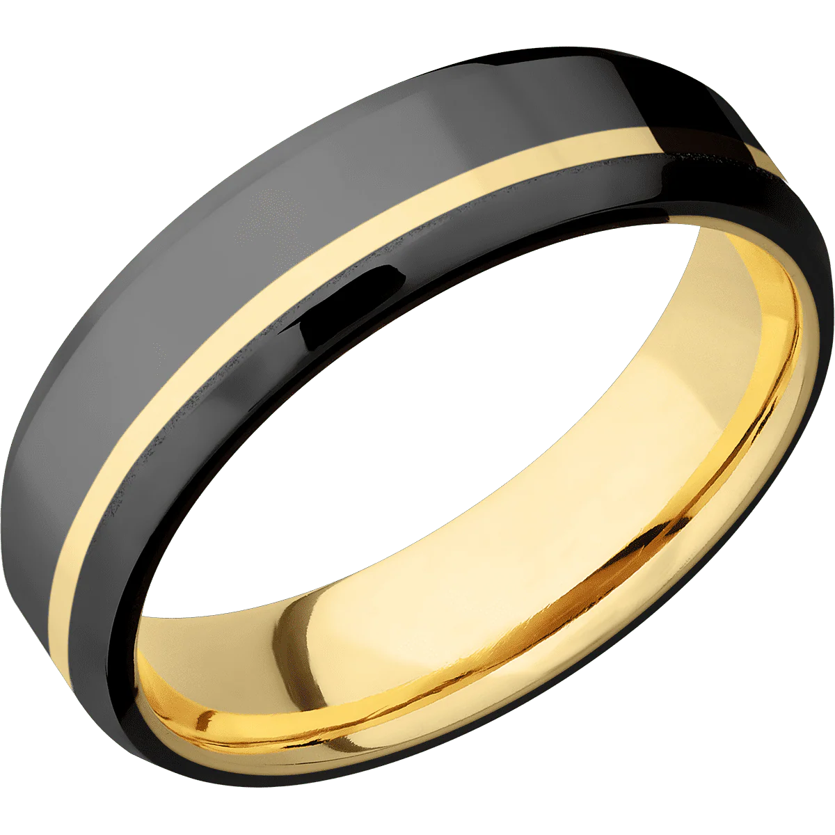 Zirconium + Polish , Polish Finish + 14K Yellow Gold - Image 2