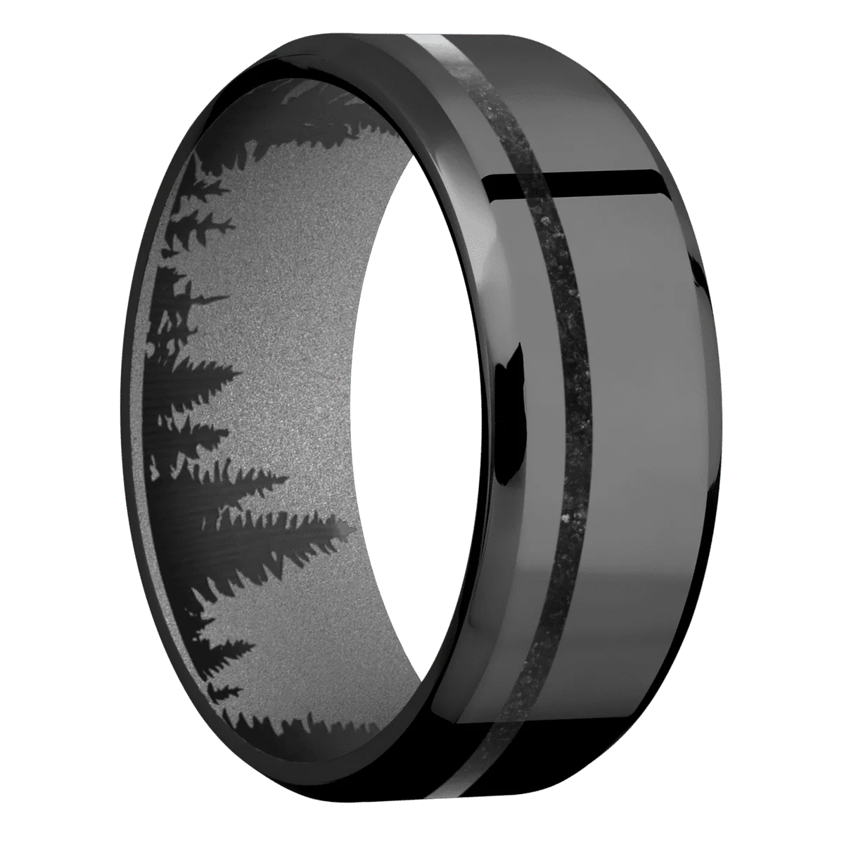 Zirconium + Polish , Polish Finish + Crushed Silver