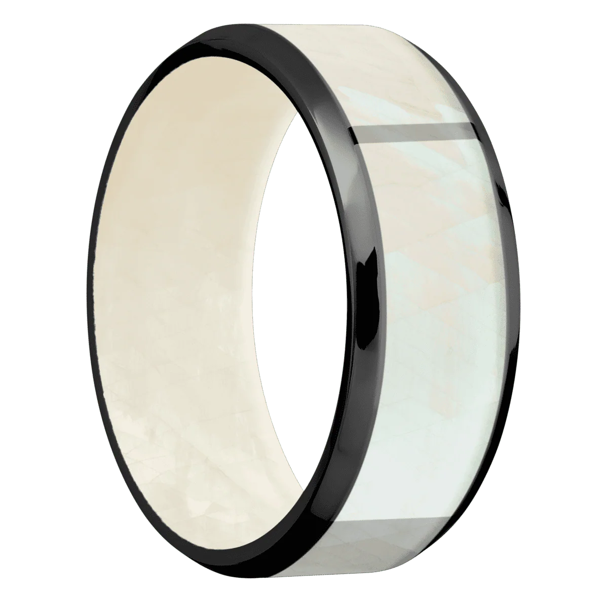 Zirconium + Polish , Polish Finish + Freshwater Mother of Pearl