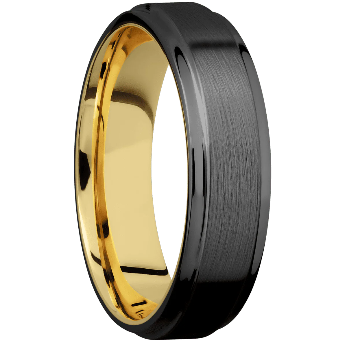 Zirconium + Satin , Polish Finish + 10K Yellow Gold