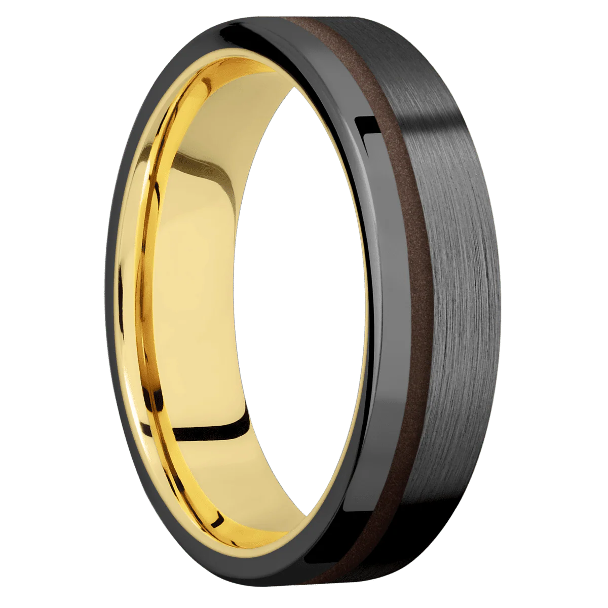 Zirconium + Satin , Polish Finish + 10K Yellow Gold