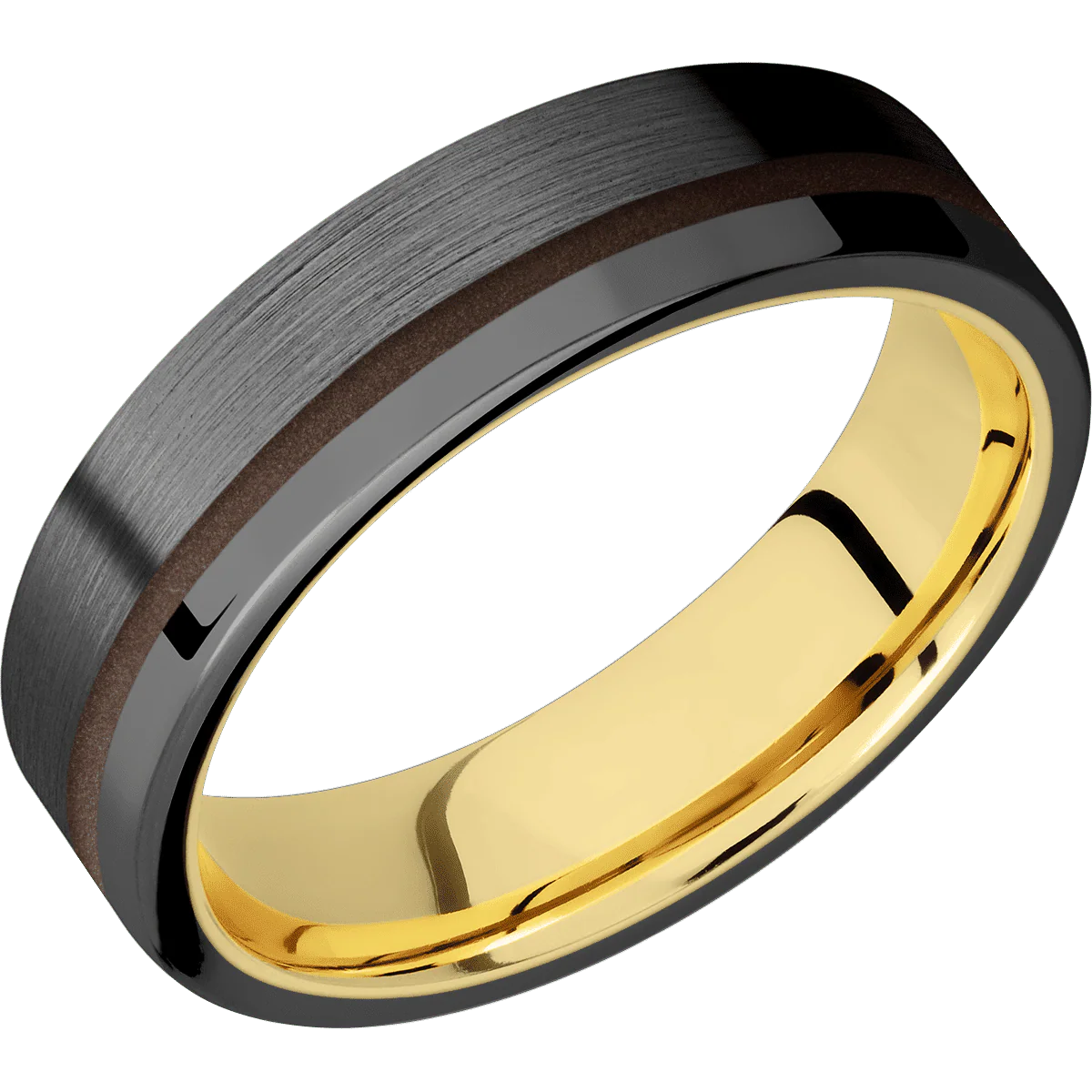 Zirconium + Satin , Polish Finish + 10K Yellow Gold - Image 2