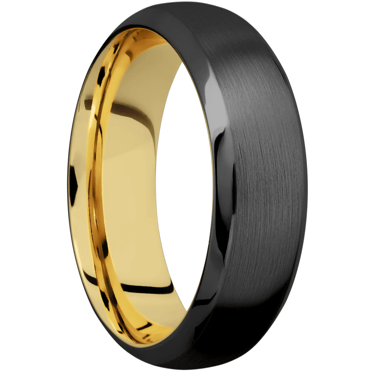 Zirconium + Satin , Polish Finish + 14K Yellow Gold