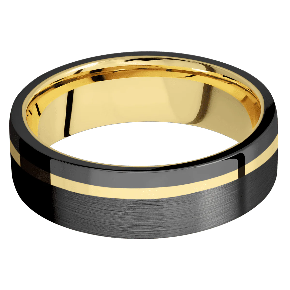 Zirconium + Satin , Polish Finish + 14K Yellow Gold - Image 3