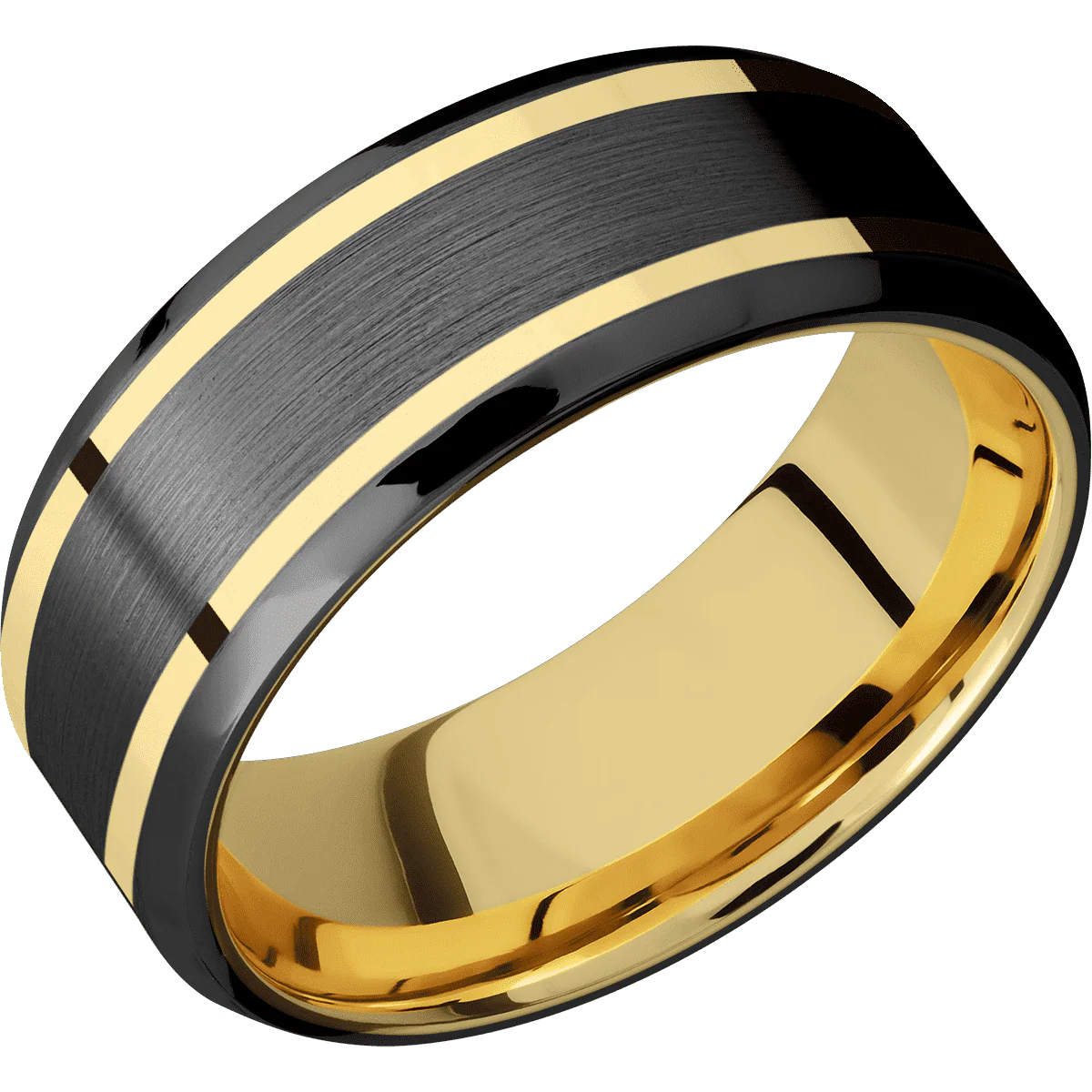 Zirconium + Satin , Polish Finish + 14K Yellow Gold - Image 2
