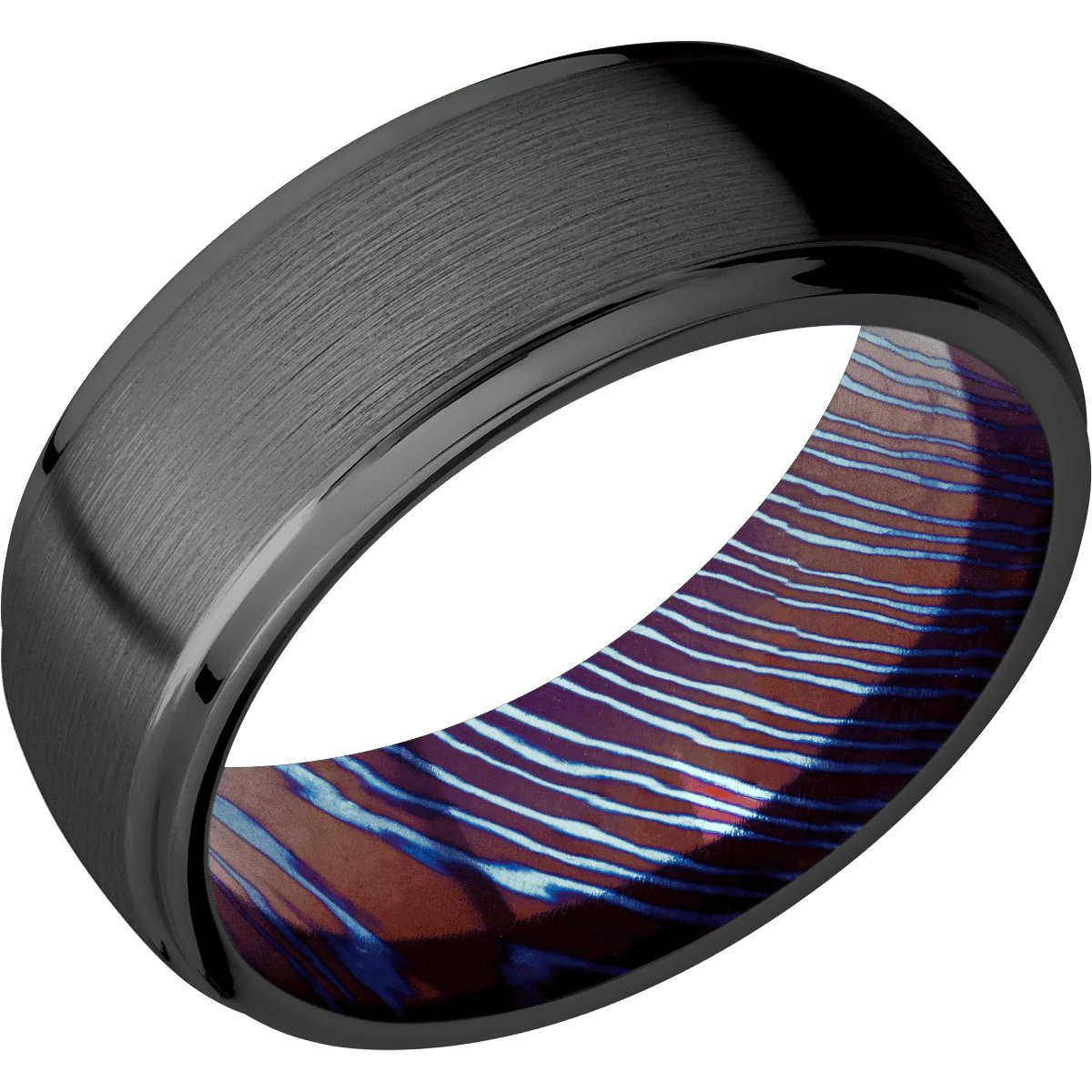 Zirconium + Satin , Polish Finish + Titanium Damascus - Image 2