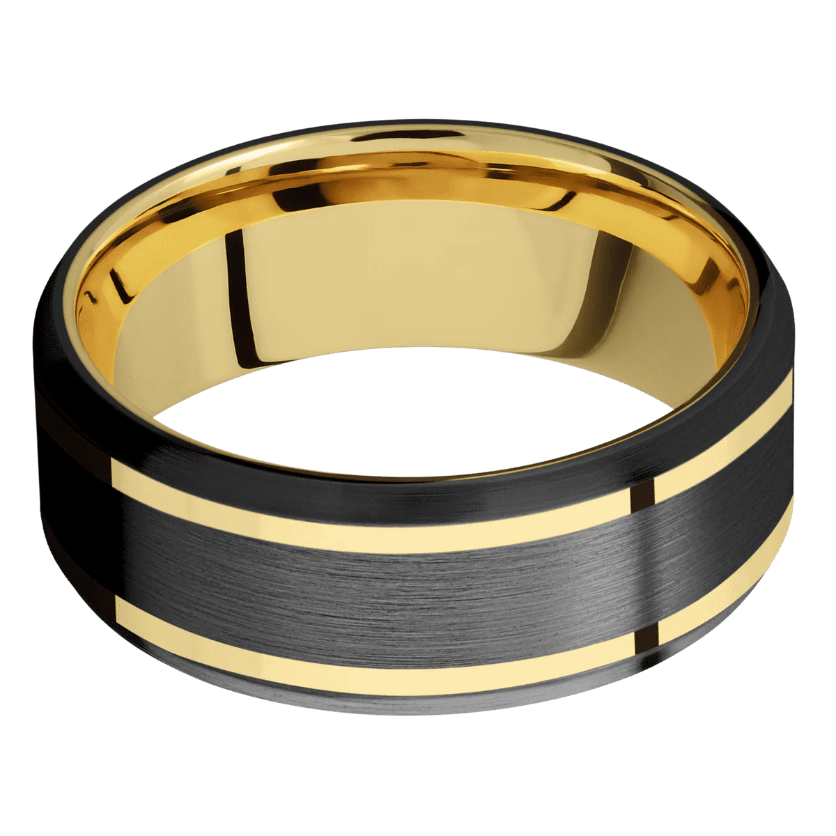 Zirconium + Satin , Satin Finish + 14K Yellow Gold - Image 3