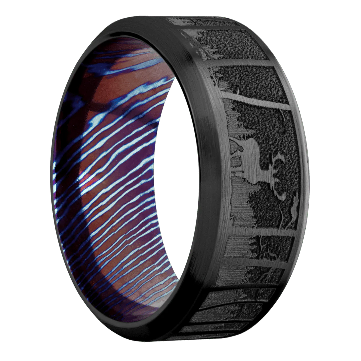 Zirconium + Satin , Satin Finish + Titanium Damascus